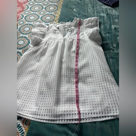 entro White Gingham Flutter Sleeve Top - Picture 4 of 8